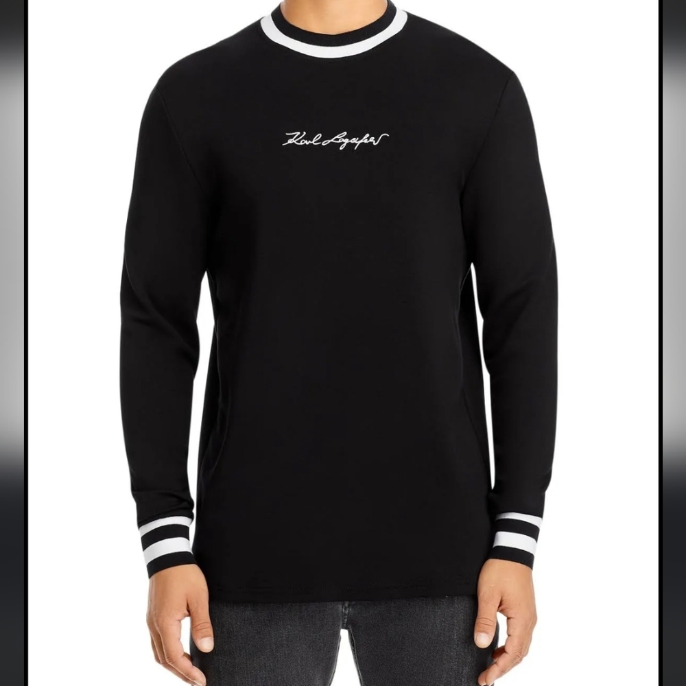 Karl Lagerfeld Black Crewneck Sweater Size Small